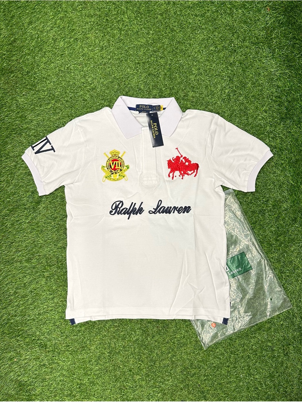 Ralph Lauren White Polo with Red Pony and Yellow Crest